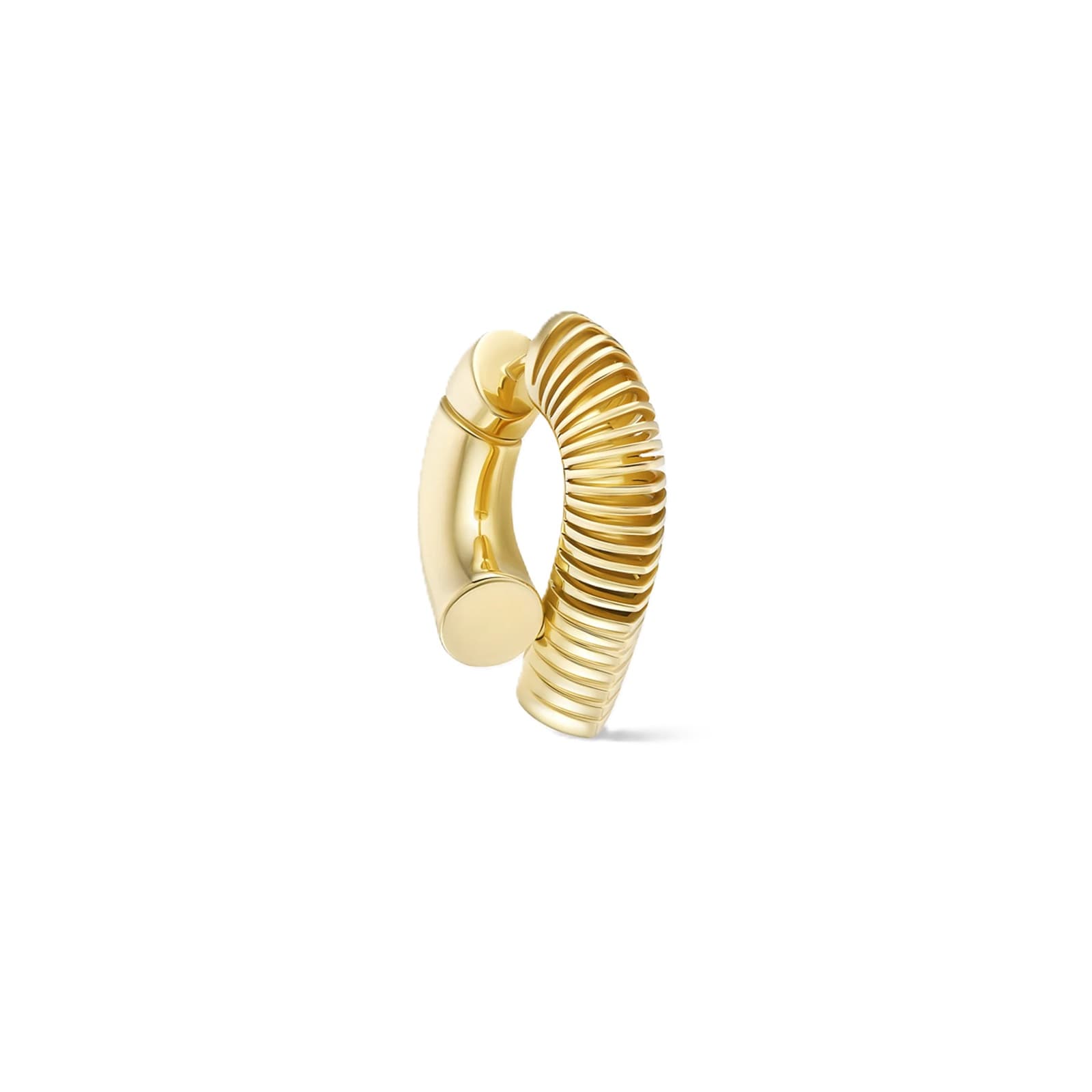 Tabayer Oera 18K Yellow Gold Half Ribbed Hoop Earrings