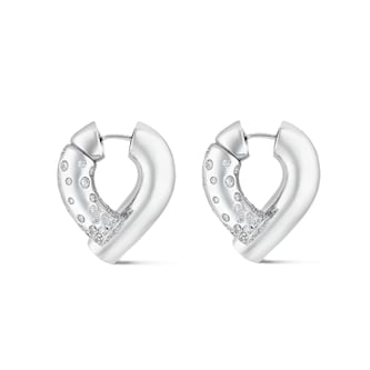 Tabayer Oera 18K White Gold 0.85ct Pavé Diamond Hoop Earrings