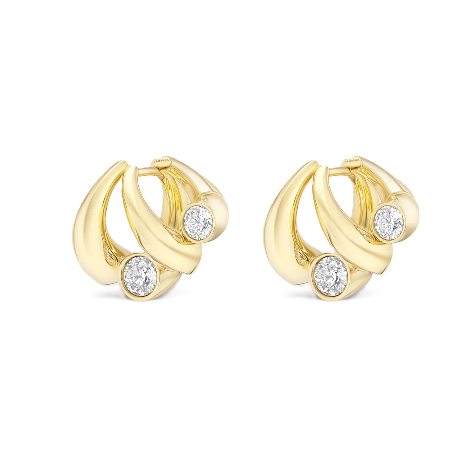 Tabayer Oera 18K Yellow Gold 1.27ct Diamond Cluster Earrings