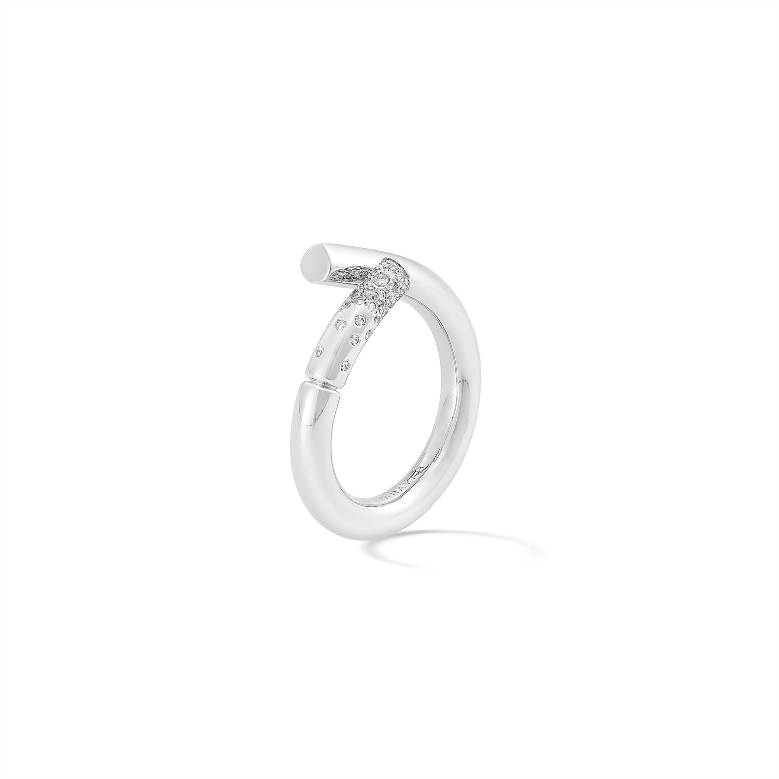 Tabayer Oera 18K White Gold 0.18ct Pavé Diamond Ring - Size 55