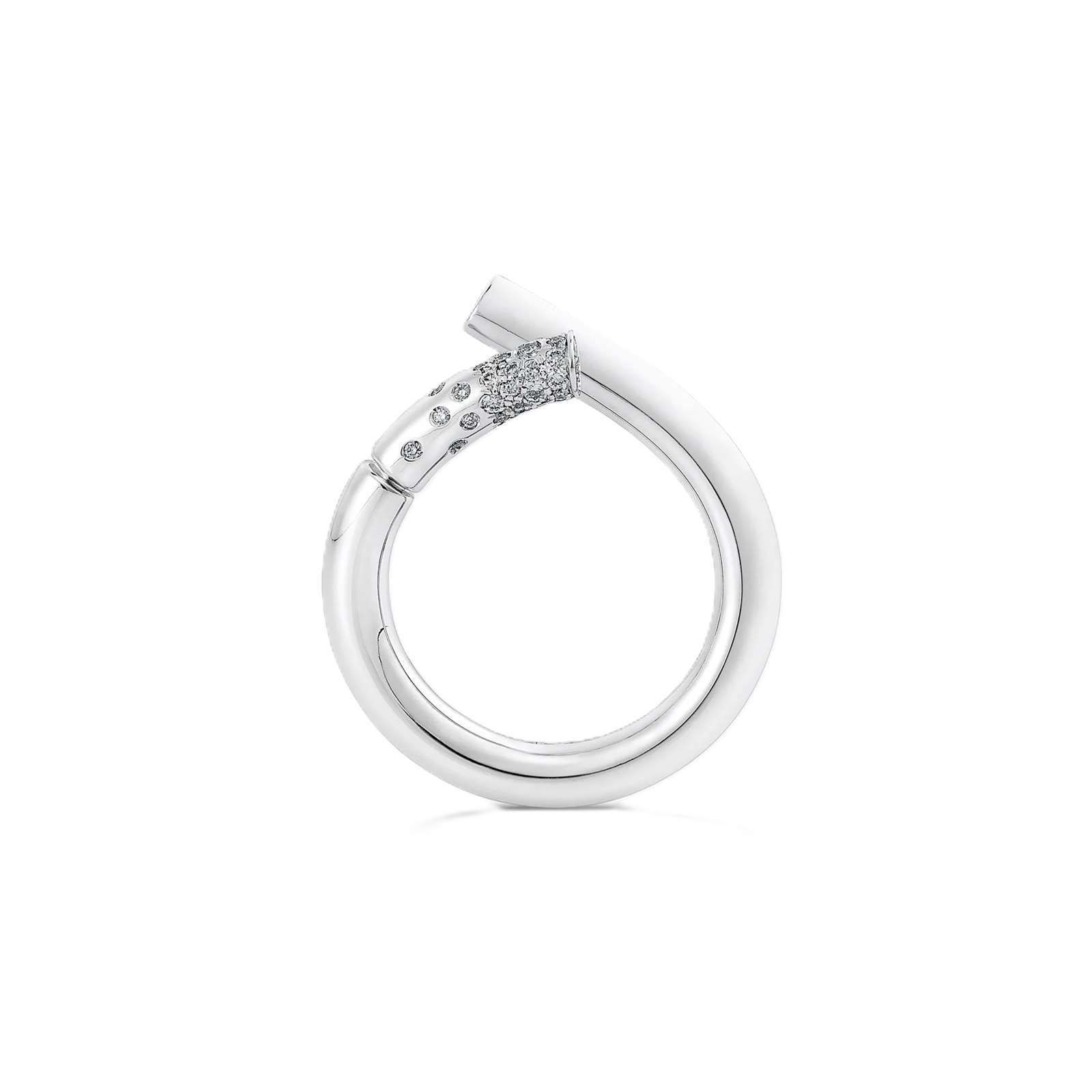 Tabayer Oera 18K White Gold 0.18ct Pavé Diamond Ring - Size 55