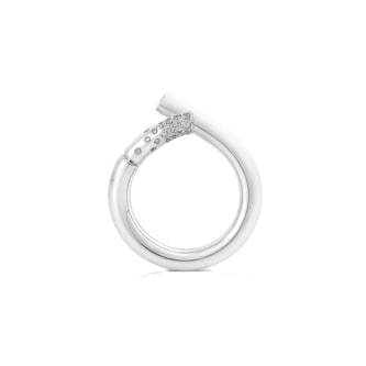 Tabayer Oera 18K White Gold 0.18ct Pavé Diamond Ring - Size 55