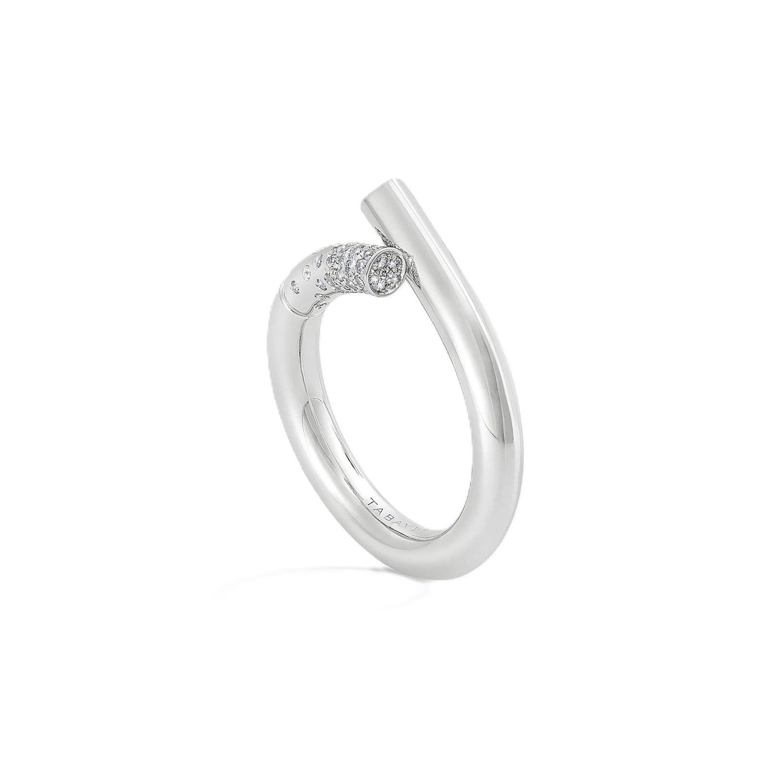 Tabayer Oera 18K White Gold 0.18ct Pavé Diamond Ring - Size 55