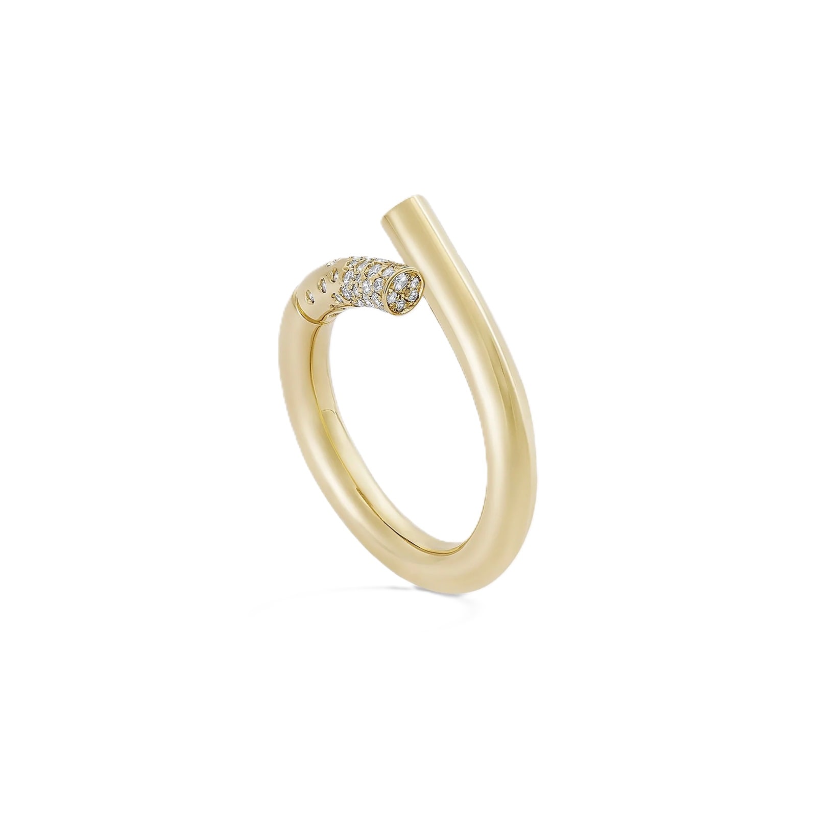 Tabayer Oera 18K Yellow Gold 0.18ct Pavé Diamond Ring - Size 54
