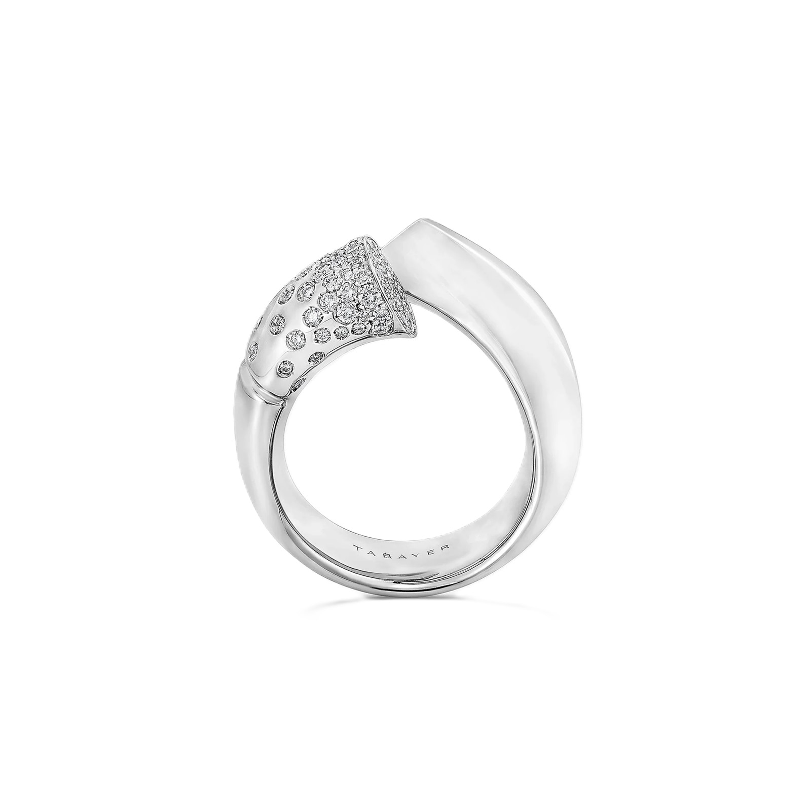 Tabayer Oera 18K White Gold 0.18ct Pavé Diamond Large Ring - Size 52