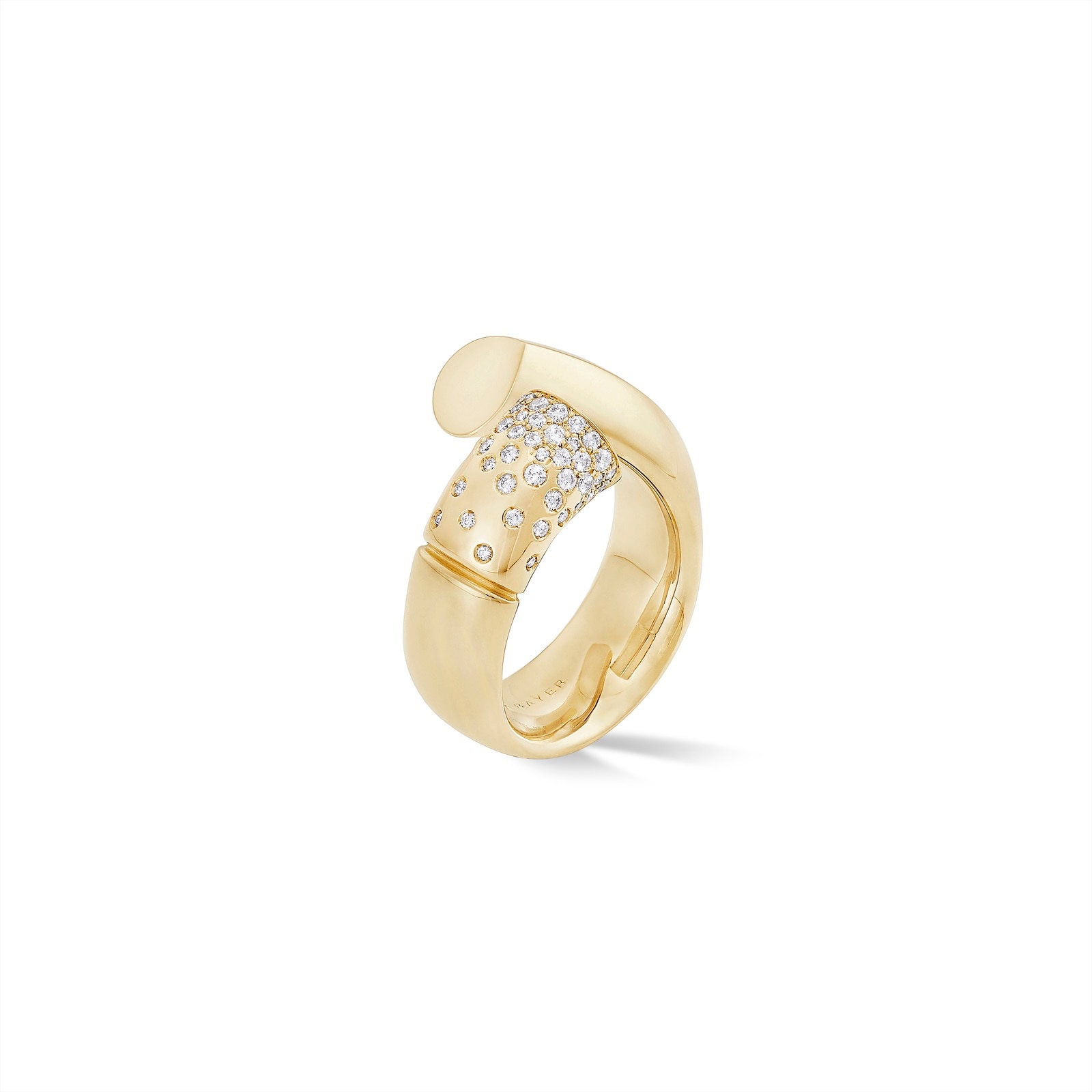 Tabayer Oera 18K Yellow Gold 0.47ct Pavé Diamond Large Ring - Size 54
