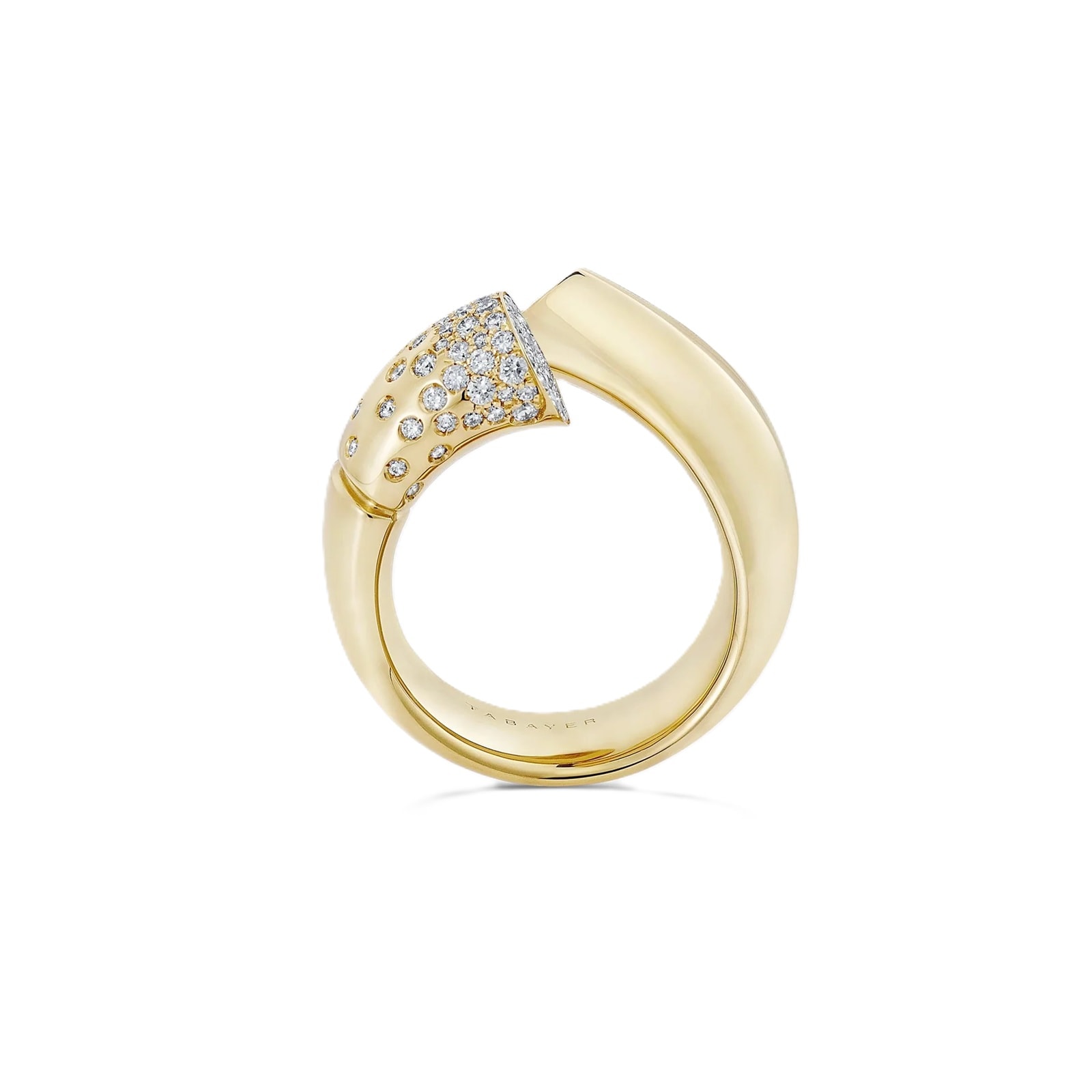 Tabayer Oera 18K Yellow Gold 0.47ct Pavé Diamond Large Ring - Size 54