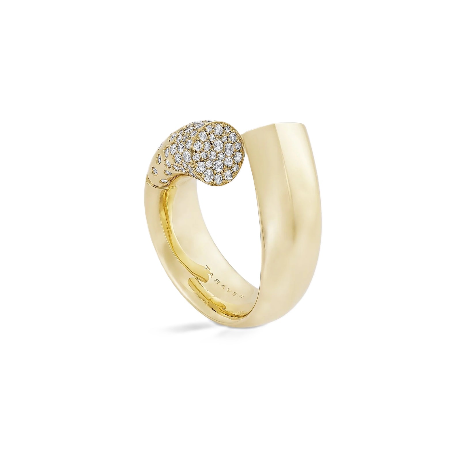 Tabayer Oera 18K Yellow Gold 0.47ct Pavé Diamond Large Ring - Size 54