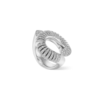 Tabayer Oera 18K White Gold 1.23ct Diamond Ribbed Loop Ring - Size 55