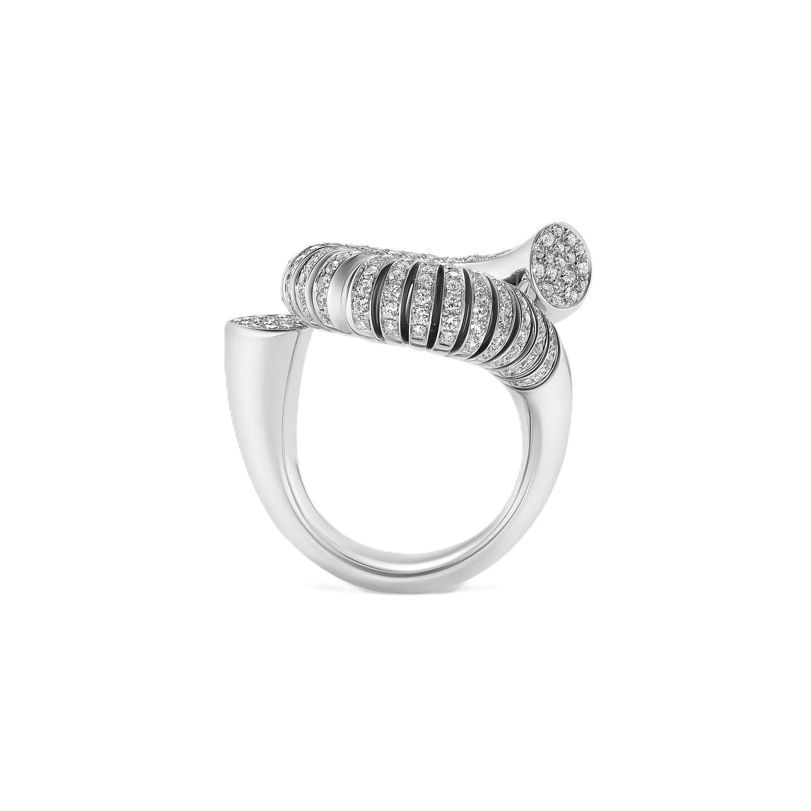 Tabayer Oera 18K White Gold 1.23ct Diamond Ribbed Loop Ring - Size 55
