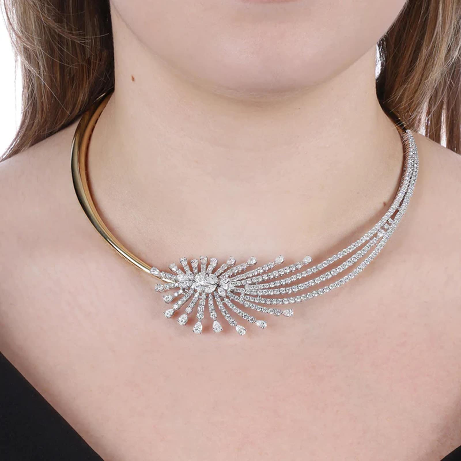 Yeprem 18K Yellow Gold Golden Strada Diamond Statement Necklace