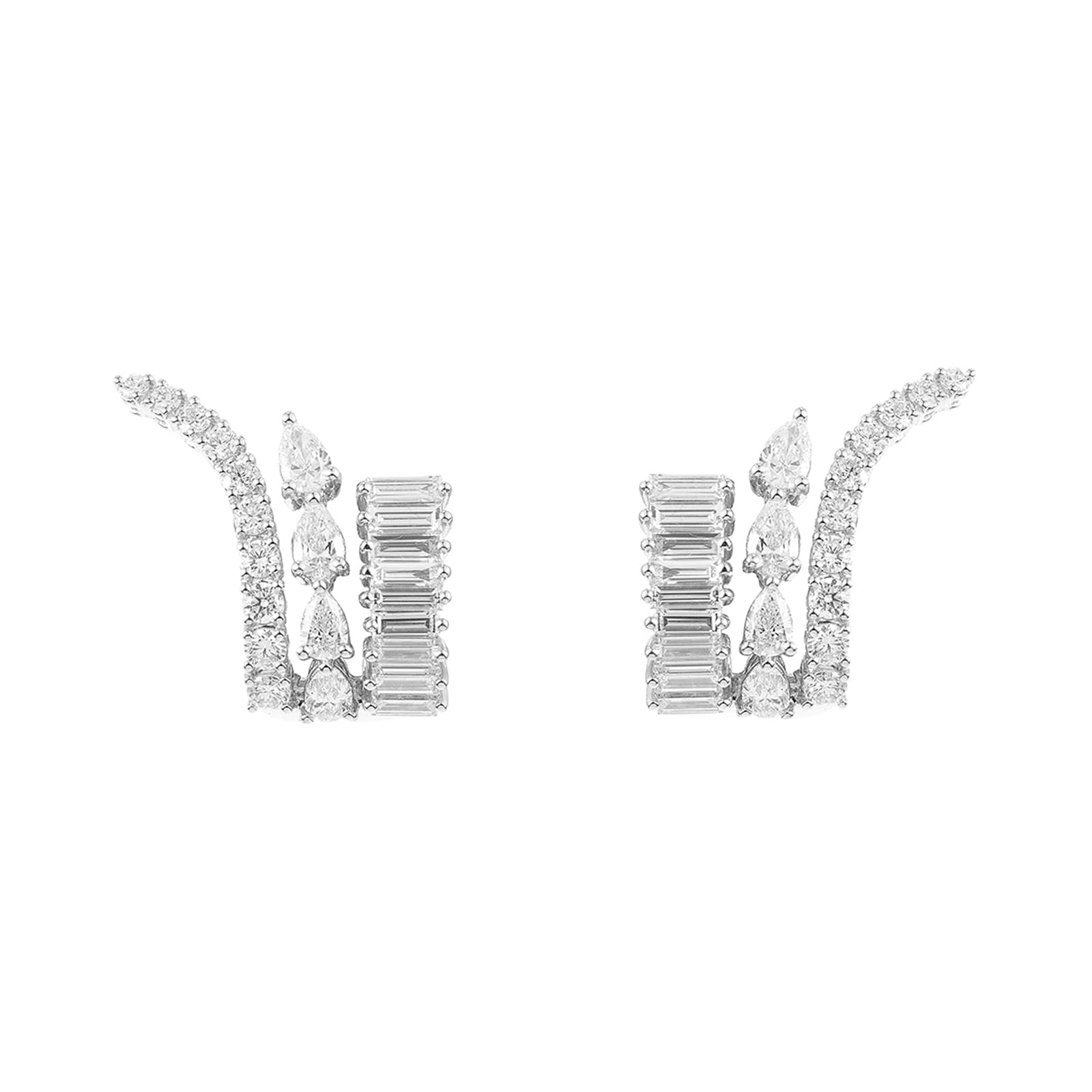 Yeprem 18K White Gold Y-Couture Diamond Clip On Earrings
