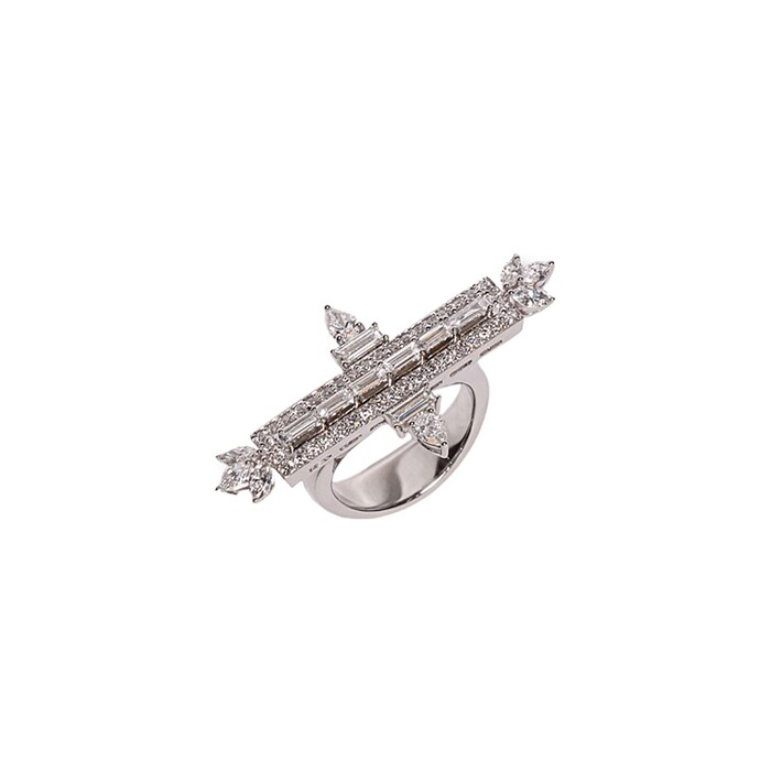 Yeprem 18K White Gold Y-Not Diamond Stackable Ring - Size 7