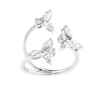 Yeprem 18K White Gold Y-Conic Snowflake Diamond Stackable Ring - Size 6