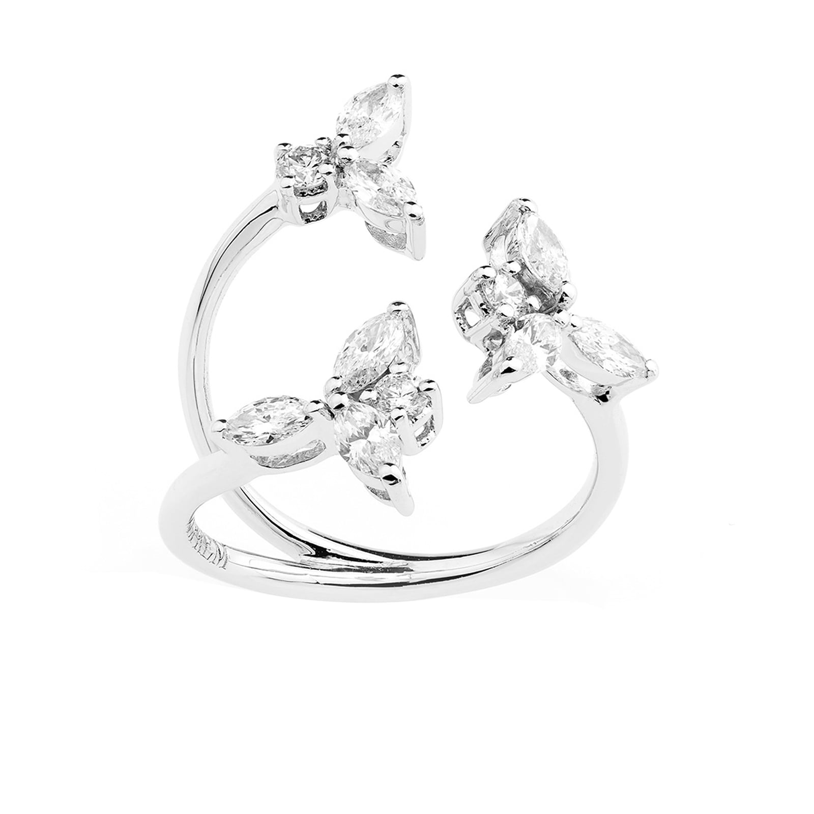 Yeprem 18K White Gold Y-Conic Snowflake Diamond Stackable Ring - Size 6