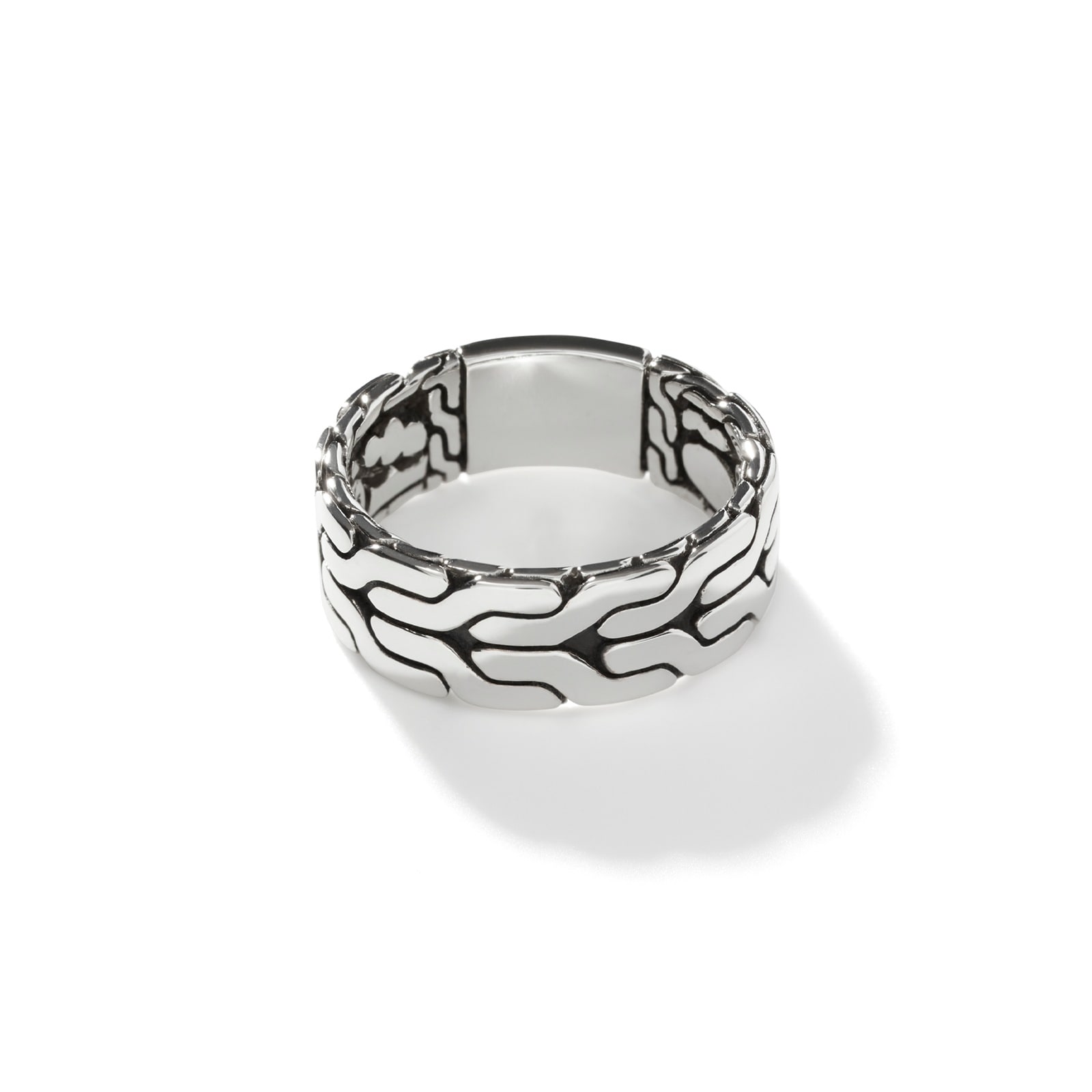 John Hardy Sterling Silver Carved Chain Band Ring, 8mm - Size 10