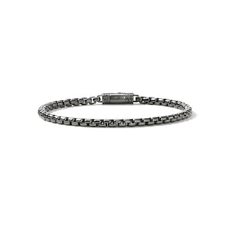 John Hardy Dark Silver Box Chain Bracelet, 3.7mm - Size Large