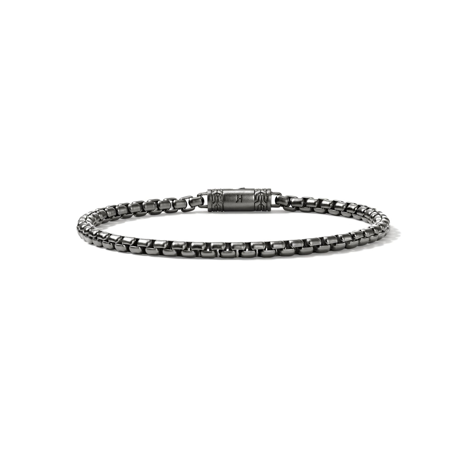 John Hardy Dark Silver Box Chain Bracelet, 3.7mm - Size Large