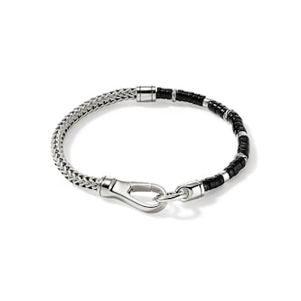 John Hardy Sterling Silver Heishi Chain Bracelet With Black Onyx, 4mm - Size Large