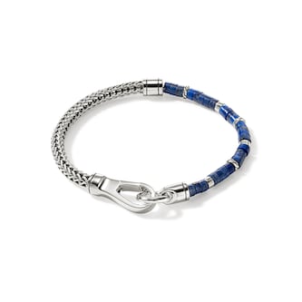John Hardy Sterling Silver Heishi Chain Bracelet With Lapis Lazuli, 4mm - Size Large