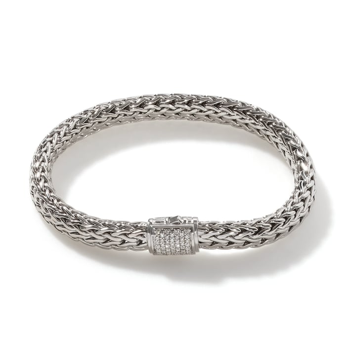 John Hardy Sterling Silver Icon Bracelet With Diamonds, 7.5mm - Size Medium