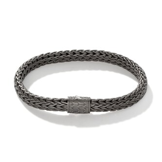 John Hardy Dark Silver Icon Woven Bracelet, 7.5mm - Size Large