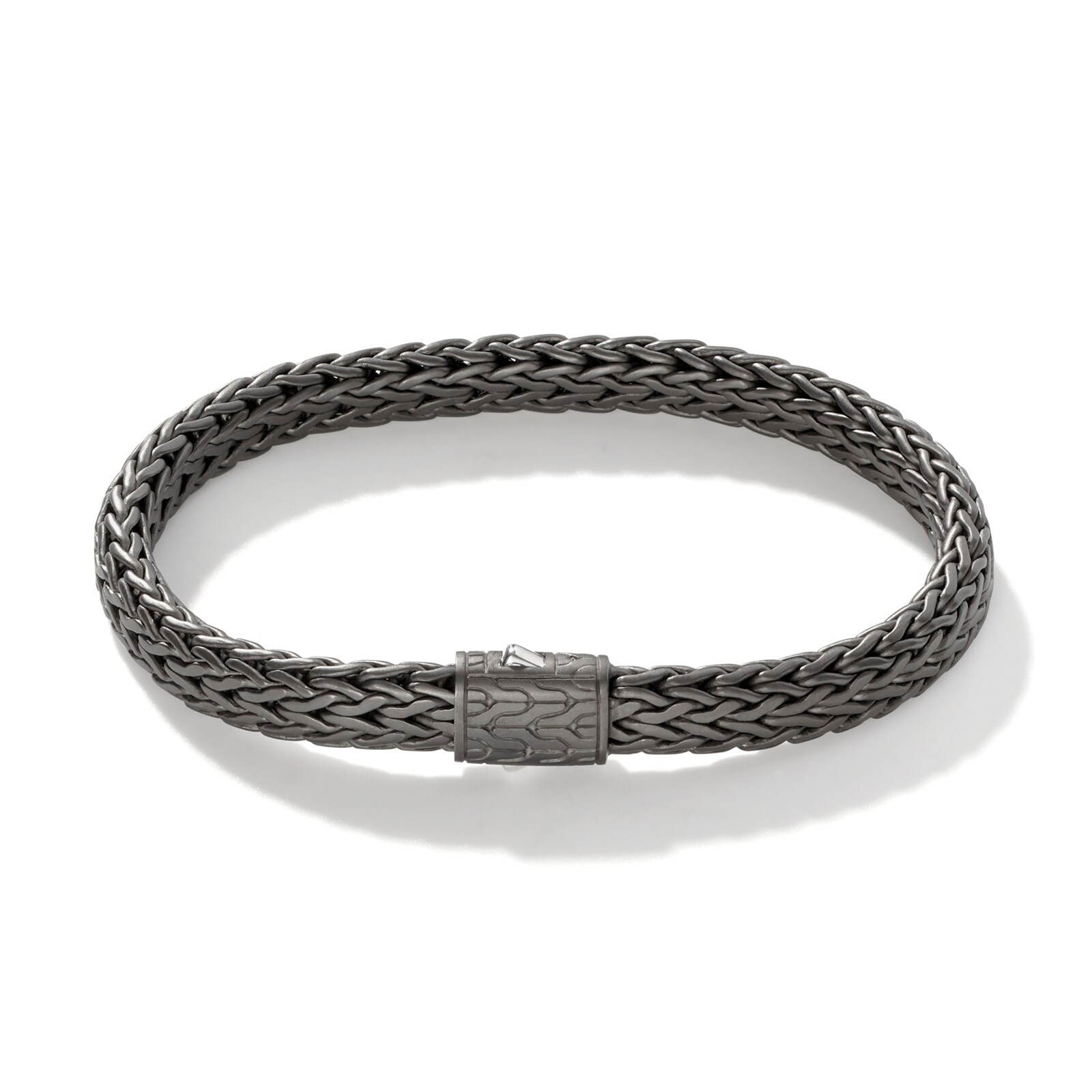 John Hardy Dark Silver Icon Woven Bracelet, 7.5mm - Size Large