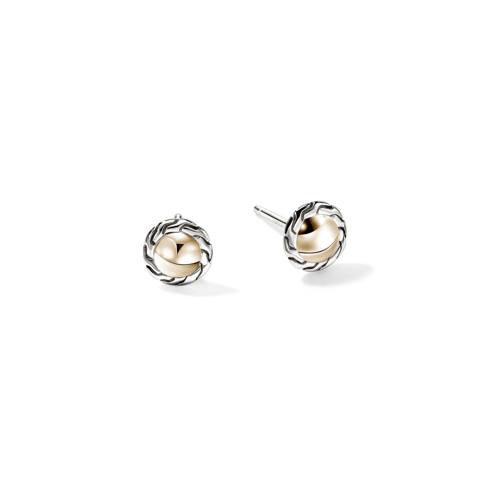 John Hardy Sterling Silver & 14K Yellow Gold JH Essential Stud Earrings John Hardy Sterling Silver & 14K Yellow Gold JH Essential Stud Earrings
