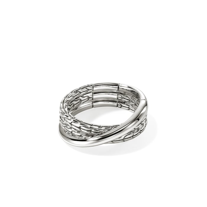 John Hardy Sterling Silver JH Essential Crossover Ring - Size 7