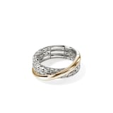 John Hardy Sterling Silver & 14K Yellow Gold JH Essentials Crossover Ring - Size 7