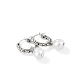 John Hardy Sterling Silver JH Essential Pearl Hoop Earrings