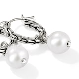 John Hardy Sterling Silver JH Essential Pearl Hoop Earrings