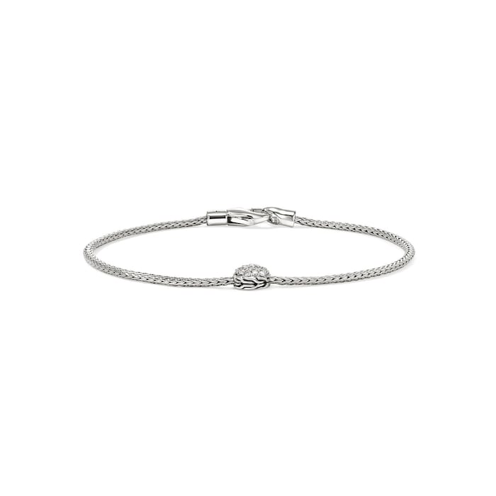 John Hardy Sterling Silver JH Essential Pave Diamond Bracelet