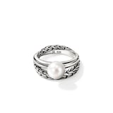 John Hardy Sterling Silver JH Essential Pearl Ring - Size 7