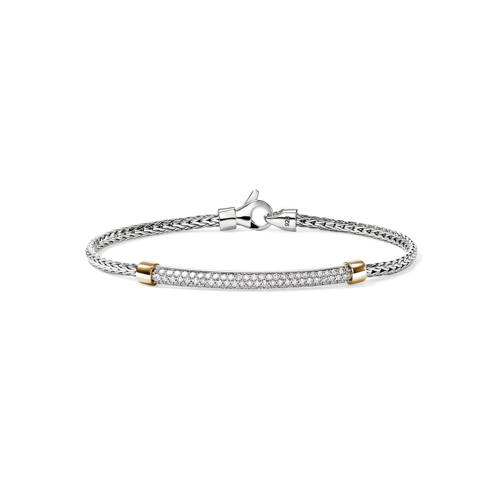 John Hardy Sterling Silver & 14K Yellow Gold JH Essential Pave Diamond Bracelet - Size Medium John Hardy Sterling Silver & 14K Yellow Gold JH Essential Pave Diamond Bracelet - Size Medium