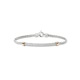 John Hardy Sterling Silver & 14K Yellow Gold JH Essential Pave Diamond Bracelet - Size Medium