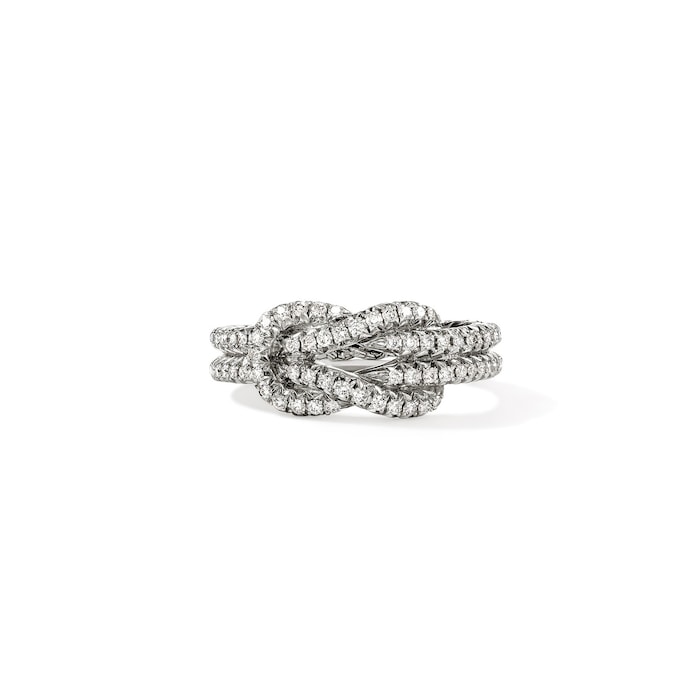 John Hardy Sterling Silver Love Knot Diamond Ring - Size 7