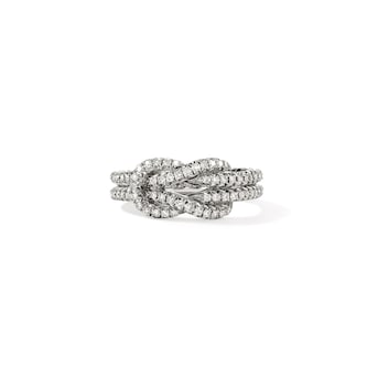 John Hardy Sterling Silver Love Knot Diamond Ring - Size 7