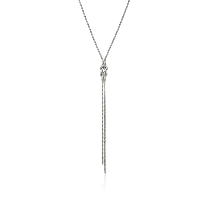 John Hardy Sterling Silver Love Knot Diamond Y Necklace