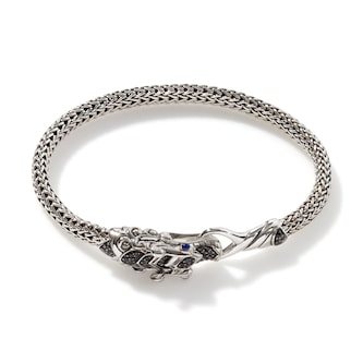 John Hardy Sterling Silver Naga Black Spinel, Black Sapphire & Blue Sapphire Bracelet - Size Medium