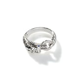 John Hardy Sterling Silver Naga Diamond & Blue Sapphire Ring - Size 7