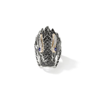 John Hardy Sterling Silver Naga Diamond, Black Sapphire & Blue Sapphire Ring - Size 7