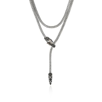 John Hardy Sterling Silver & 18K Yellow Gold Naga Diamond, Black Sapphire & Blue Sapphire Lariat Necklace