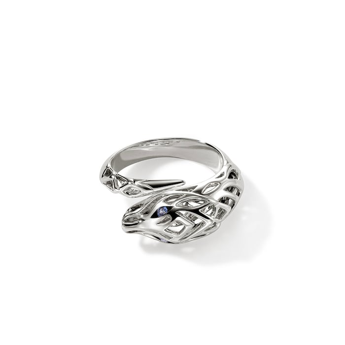 John Hardy Sterling Silver Naga Blue Sapphire Ring - Size 7