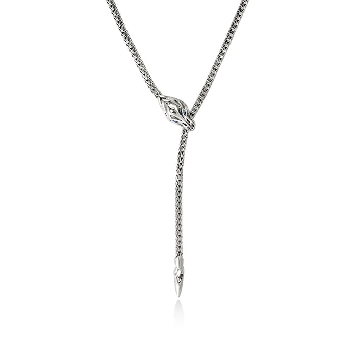 John Hardy Sterling Silver Naga Blue Sapphire Lariat Necklace, 2.5mm