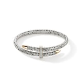 John Hardy Sterling Silver & 14K Yellow Gold Spear Diamond Flex Cuff Bracelet - Size Medium