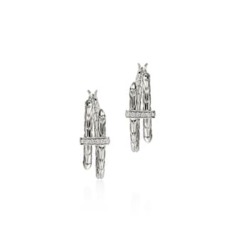 John Hardy Sterling Silver Spear Diamond Hoop Earrings