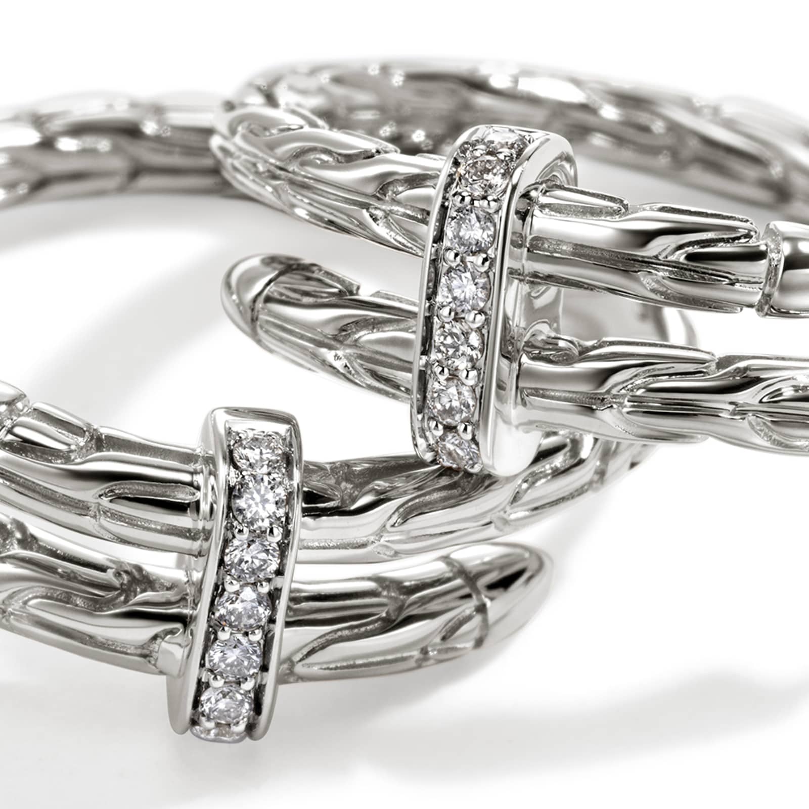 John Hardy Sterling Silver Spear Diamond Hoop Earrings