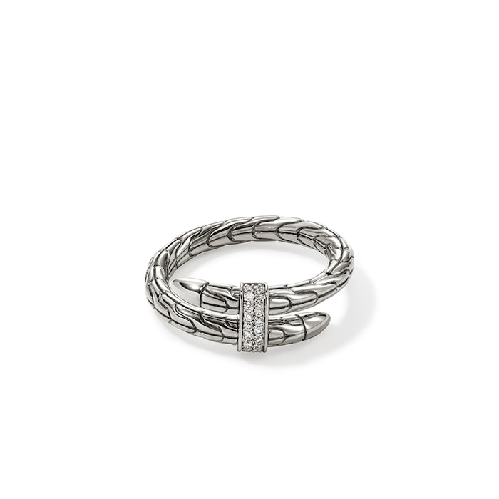 John Hardy Sterling Silver Spear Diamond Ring - Size 7