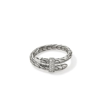 John Hardy Sterling Silver Spear Diamond Ring - Size 7